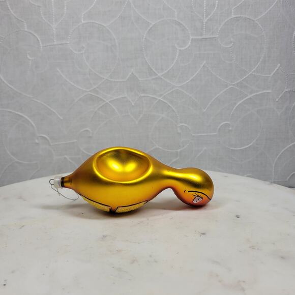 VTG De Carlini Turtle Reflector Ornament Orange Handpainted Glittered Indent - Picture 13 of 16